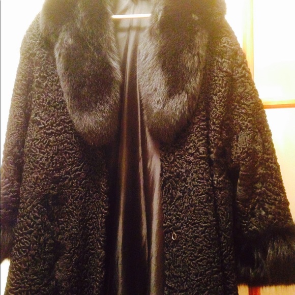 Jackets & Blazers - Genuine Persian Lamb Karakul with Fox Fur Jacket